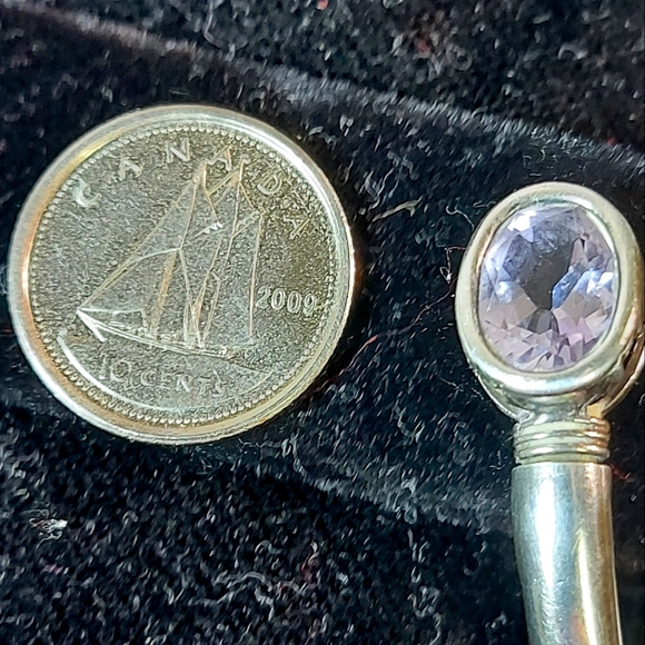 Antique Yellow Ceylon Sapphire & Amethyst Flexible Silver Bangle - Picture 8 of 16